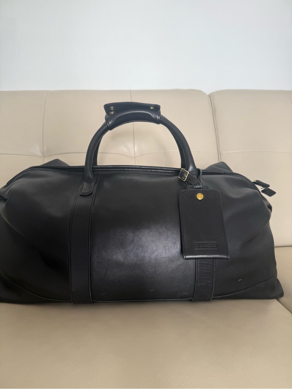 Coach + Lexus Black Leather Travel Duffel Large Bag